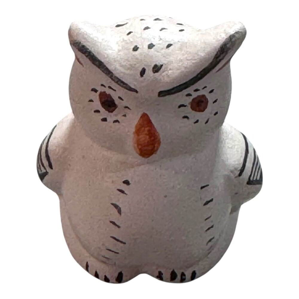 Vintage Acoma Miniature Mini Owl Pottery Figurine Signed By Artist 1.75" Trinket